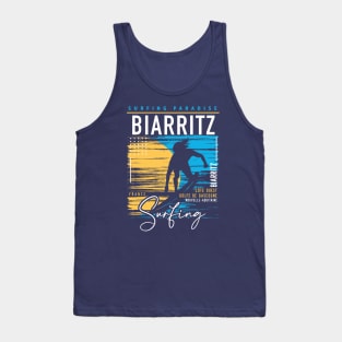 Biarritz Surfing Retro Surf Graphic // Vintage Surfers Paradise Tank Top